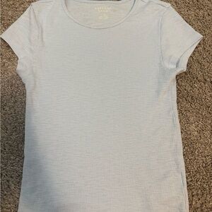 American Eagle Women's Light Blue Ribbed Top